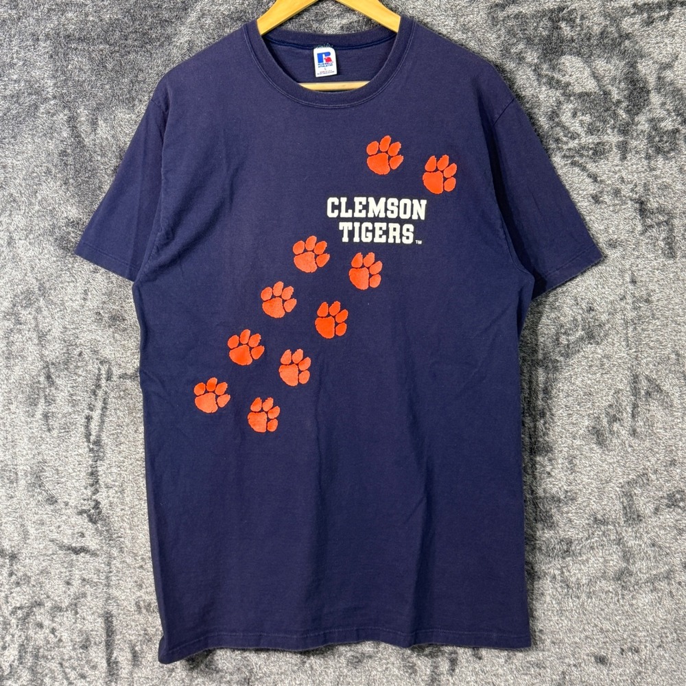 Vintage 90s Clemson Tigers T-Shirt Navy Blue‎ USA Made Large